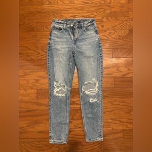 American Eagle Outfitters High Rise Ripped Blue Jeans